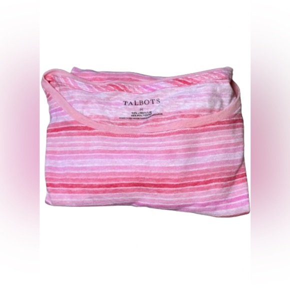 TALBOTS Pink striped long sleeve drawstring shirt - Picture 2 of 4